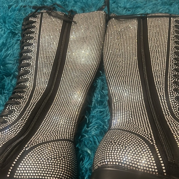 Nasty gal diamanté lace up combat boots - Picture 15 of 16